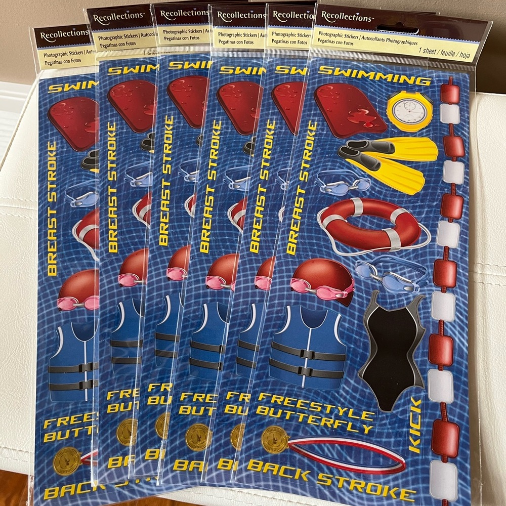NWT Recollections Swimming Stickers - Bundle of 6 Sheets